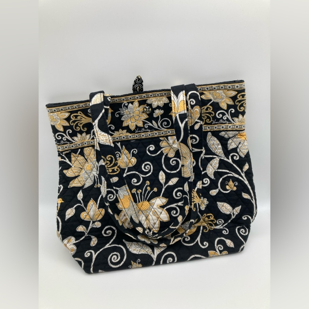 Vera Bradley Large Tote Bag Yellow Bird Pattern Purse Shoulder Bag Handles